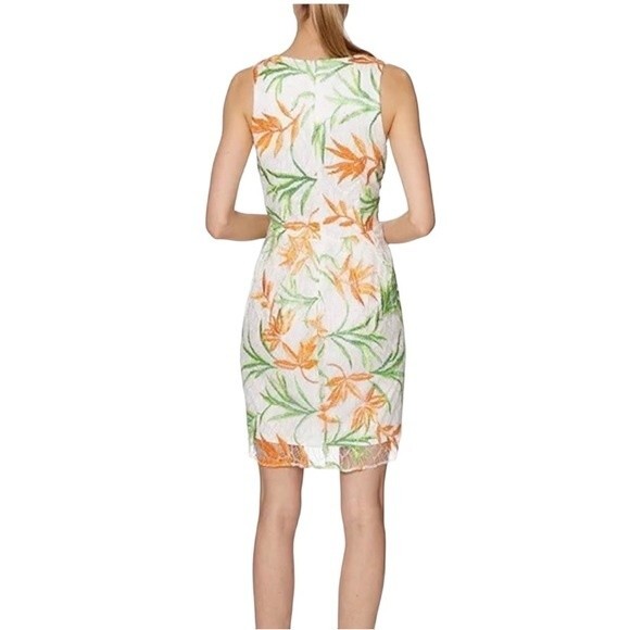 Laundry Shelli Segal Floral Embroidered A-Line Sleeveless Dress Lace Overlay - Picture 2 of 16